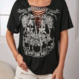 New XL Graphic Cut-Out Top